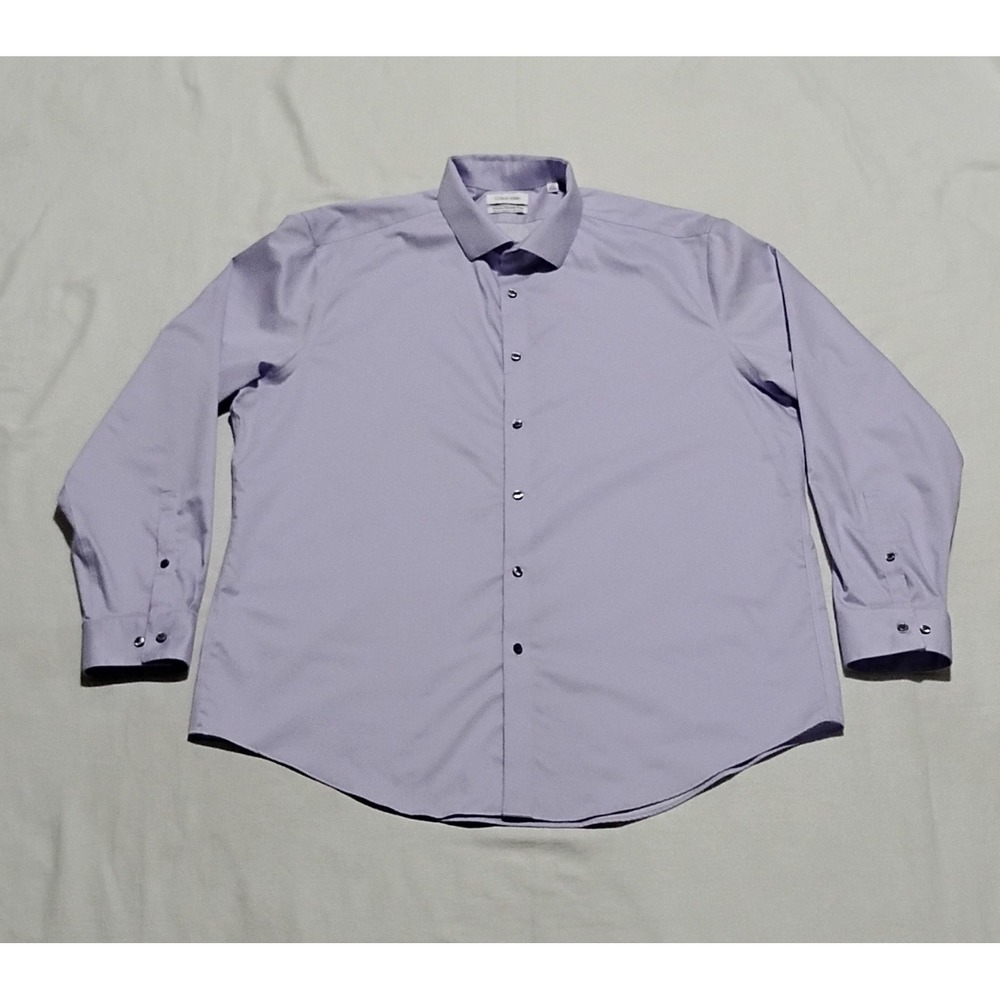 Calvin Klein Infinite Wrinkle Free Slim Fit Dress Shirt 18 34/35 Lavender 2XL
